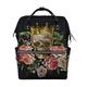 BKEOY Backpack Diaper Bag Golden Crown Skull Red Rose Diaper Bag Multifunction Travel Daypack for Mommy Mom Dad Unisex