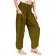 Lofbaz Damen Haremshose Yogahose Pumphose Hippie Hose Boho Kleidung Festival Outfit Sommerhose Leicht Sommer Hosen - Solid 1 Dunkelgrün XL