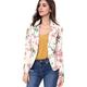 Allegra K Damen Langarm Offen Revers Blumen Blazer Jacke Weiß-Blumig M