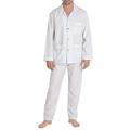 El Búho Nocturno - "The Gentlemen's Choice" Premium Striped Poplin Lapel Men's Long Pyjama Light Blue 100% Cotton Size 3 (M)