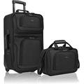 U.S. Traveler Rio Rugged Fabric Expandable Handgepäck-Set, Schwarz, 2 Wheel, Rio Robuster Stoff erweiterbares Handgepäck mit 2 Rädern