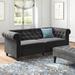 Kelly Clarkson Home Dallas Twin 89.5" Wide Velvet Tufted Back Convertible Sofa Wood/Solid Wood in Gray/Brown | 32.5 H x 89.5 W x 34 D in | Wayfair