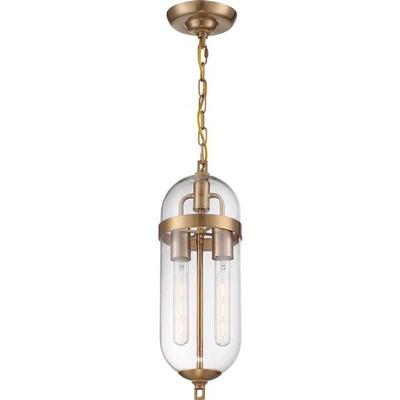 Nuvo Lighting 68164 - 2 Light Vintage Brass Finish Clear Glass Shade Pendant (FATHOM 2 LIGHT PENDANT)