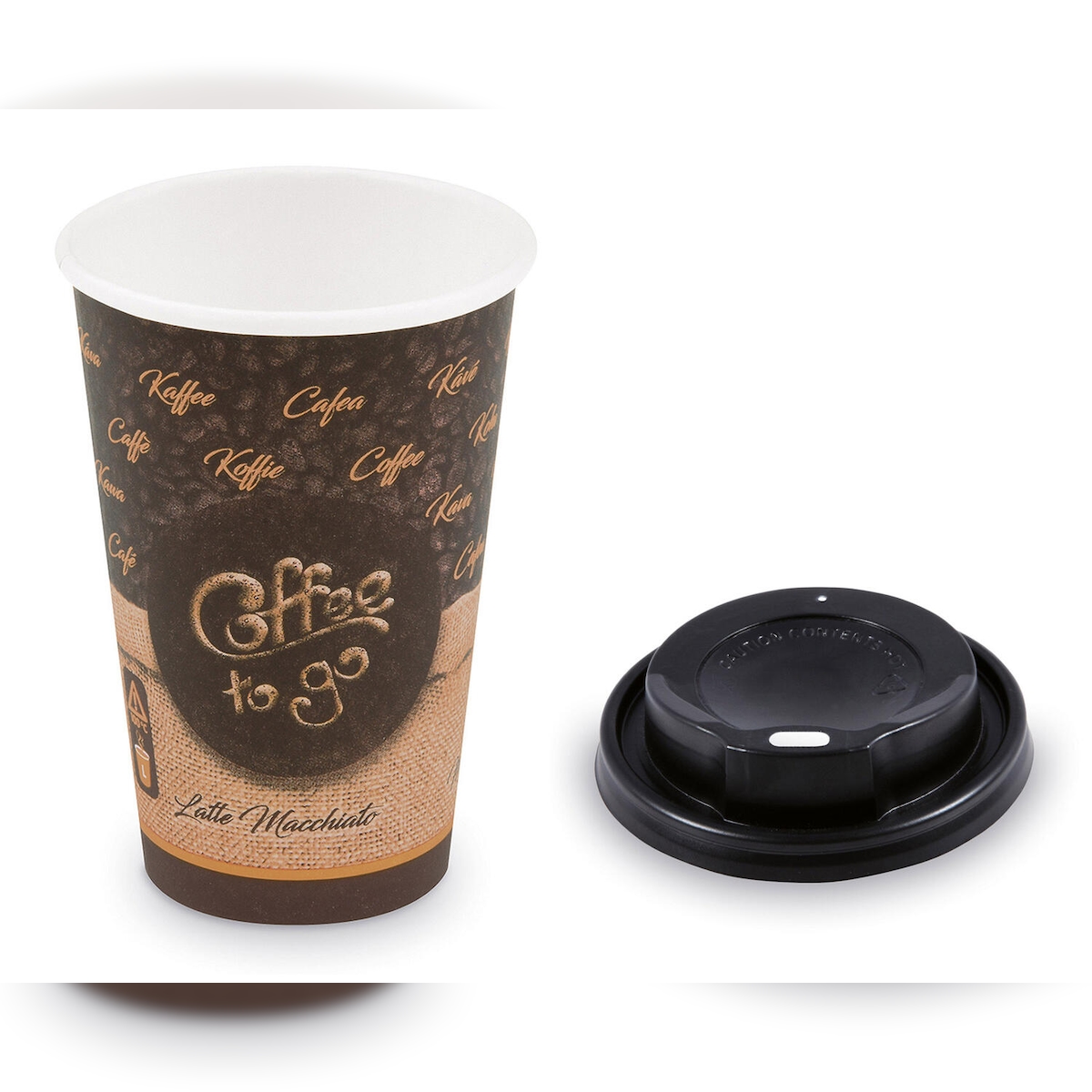 VEPATIM 500x Kaffeebecher L 'Melange To Go' mit Trinkdeckel schwarz 250 ml 330 ml Image