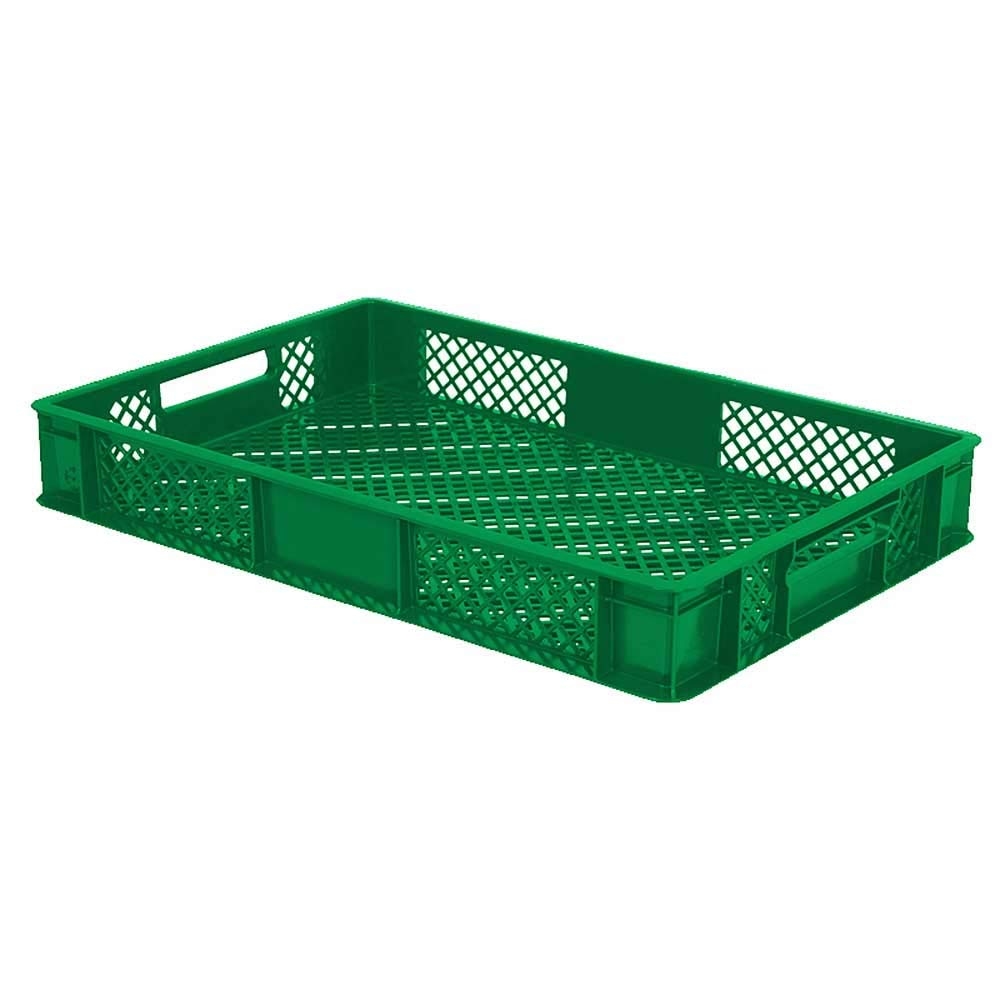 156 Stück Eurobehälter durchbrochen/Bäckerkiste, LxBxH 600 x 400 x 90 mm, PE-HD, lebensmittelecht, grün, Palettenware Image