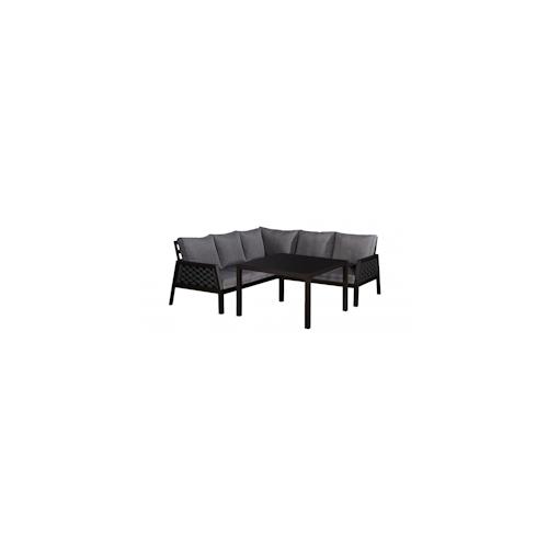 Jet-Line Gartenset Lounge Ariana schwarz Ecklounge Aluminiumgestell Ecksofa Gartenmöbel Gartensofa