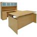 Maple Adjustable Height Rectangular Front U-Shaped Desk w/Hutch