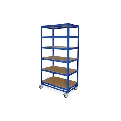 BRB Regalwagen/Kommissionierregal mit 6 Ebenen, Tragkraft 200 kg, BxTxH 900 x 500 x 1905 mm, blau, RAL 5010 Image