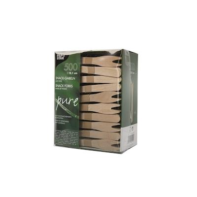 PAPSTAR 4000 Snack-Gabeln, Holz "pure" 12,1 cm