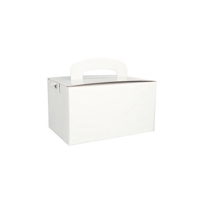 Papstar 5 X 20 Lunch-Boxen, Pappe eckig 12,5 cm x 15,5 cm x 22,5 cm weiss mit Tragegriff