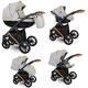 Pram Stroller Pushchair 2in1 3in1 Isofix Accessories Log by ChillyKids Sand LO-03 3in1 with Baby seat