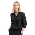 LilySilk Silk Shirts for Women Basic Formal Office Vintage Long Sleeve Pearl Button Down Silk Blouse Tops for Ladies Black XXL