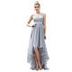 Ever-Pretty Women's Deep V Neck High-Low Tulle Ball Gowns with Sequin Appliques Evening Prom Dresses Grey 8UK