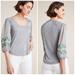 Anthropologie Tops | Anthropologie Julia Embroidered Top Sheer Sleeves | Color: Gray | Size: Xs