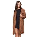 Sugar Lips Women's Untamed Leopard Print Suede Trench Coat Trenchcoat, Brown-Multi, S