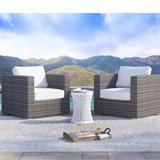 Sol 72 Outdoor™ Meltham Fully Assembled Patio Chair w/ Cushions Wicker/Rattan in Gray | 26 H x 33 W x 33 D in | Wayfair