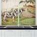 East Urban Home 2 Piece Farm Animal Agriculture Illustration of Dairy Cows at Countryside Livestock Kitchen Curtain Set | Wayfair