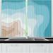 East Urban Home 2 Piece Ambesonne Wave Geode Inspired Abstract Art Tides Seaside Minimalistic Calming Design Illustration Kitchen Curtain Set | Wayfair