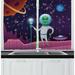 East Urban Home 2 Piece Alien Cosmic Space Background w/ Funny Character Outer World Elements Kitchen Curtain Set | 39 H x 55 W x 2.5 D in | Wayfair