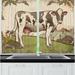 East Urban Home 2 Piece Farm Animal Pastel Engraved Style Graphic of Dairy Cattle in Farmland Kitchen Curtain Set | 39 H x 55 W x 2.5 D in | Wayfair