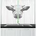 East Urban Home 2 Piece Farm Animal Detailed Hand Drawn Sketch Portrait of Cow w/ Horns Image Kitchen Curtain Set | 39 H x 55 W x 2.5 D in | Wayfair