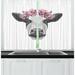 East Urban Home 2 Piece Farm Animal Sketchy Portrait of Cow w/ Roses Wreath Kitchen Curtain Set Polyester | 39 H x 55 W x 2.5 D in | Wayfair