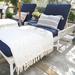 Pom Pom At Home Isla Cotton Throw Cotton in Blue | 60 W in | Wayfair LA-4000-IFB