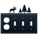 Village Wrought Iron Moose & Pine Trees 4-Gang Duplex Outlet/Toggle Light Switch Combination Wall Plate in Black | 8 H x 8.25 W x 0.17 D in | Wayfair