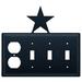 Village Wrought Iron Star 4-Gang Duplex Outlet/Toggle Light Switch Combination Wall Plate in Black | 8 H x 8.25 W x 0.17 D in | Wayfair EOSSS-45