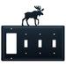 Village Wrought Iron Moose 4-Gang Toggle Light Switch/Rocker Combination Wall Plate in Black | 8 H x 8.25 W x 0.17 D in | Wayfair EGSSS-19