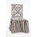 Astoria Grand Damask and Stripe Ruffled Box Cushion Dining Chair Slipcover, Microsuede in Brown | 41 H x 20 D in | Wayfair