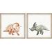Isabelle & Max™ Pimentel Baby Dinosaurs 2-Piece Framed Art Set Paper, Solid Wood in Green/Orange | 18 H x 18 W x 1.5 D in | Wayfair