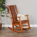 Wade Logan Galli Rocking Chair Solid + Manufactured Wood/Wood/Upholstered in Brown/Red | 41 H x 26 W x 22.5 D in | Wayfair