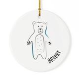The Holiday Aisle® Personalized Name Bear Holiday Shaped Ornament Ceramic/Porcelain in Black/White | 2.75 H x 2.75 W x 0.1 D in | Wayfair