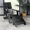 AllModern Byrnes Adirondack Chair w/ Ottoman Plastic/Resin in Black | 37.75 H x 29 W x 56.5 D in | Wayfair F8B639FFA88F438EAFB1D33433B15AB6
