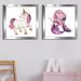 Harriet Bee 'Unicorn Love' - 2 Piece Print Set Canvas in Indigo/Pink | 17.5 H x 17.5 W x 1 D in | Wayfair CECA10F5B77C4E5C94CB76DF11B5F13F