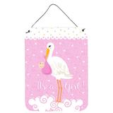 Harriet Bee It's a Baby Girl Hanging Prints Wall Décor Metal in Gray/Pink/White | 12 H x 16 W x 0.03 D in | Wayfair