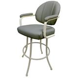 Latitude Run® Crestino Swivel Counter, Bar & Extra Tall Stool Upholstered/Metal in Gray/Brown | 44 H x 20 W x 21 D in | Wayfair