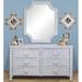 Bayou Breeze Abbigail 6 Drawer Double Dresser w/ Mirror Wicker/Rattan in Blue/White | 34 H x 58 W x 20 D in | Wayfair