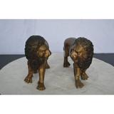 Astoria Grand Pair of Lions Statue Metal | 9 H x 16 W x 5 D in | Wayfair BEE3ADC754BA47F598BD4BB3EF80A49C