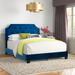 Winston Porter Queen Tufted Upholstered Low Profile Standard Bed Velvet, Solid Wood in Blue/Brown | 49.38 H x 64 W x 84 D in | Wayfair