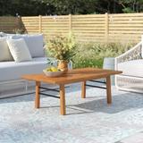 George Oliver Jeiko Solid Wood Outdoor Coffee Table Wood in Brown/White | 16 H x 48 W x 24 D in | Wayfair D8602E22ED53467C9FCB94C9F3D26595
