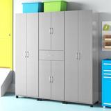 WFX Utility™ Aleg 3-Piece Garage Storage Cabinet System Manufactured Wood in Gray | 75.25 H x 70.86 W x 15.4 D in | Wayfair