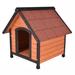 Tucker Murphy Pet™ Mari Brown Wood Dog House Wood House in Brown/Orange/Red | 32.7 H x 30.7 W x 34.6 D in | Wayfair