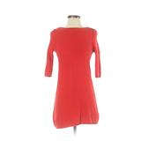 H&M Casual Dress - Sweater Dress Crew Neck 3/4 Sleeve: Red Dresses - Women's Size X-Small