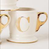 Anthropologie Dining | Anthropologie C Gold Monogram Mug | Color: Gold/White | Size: Os