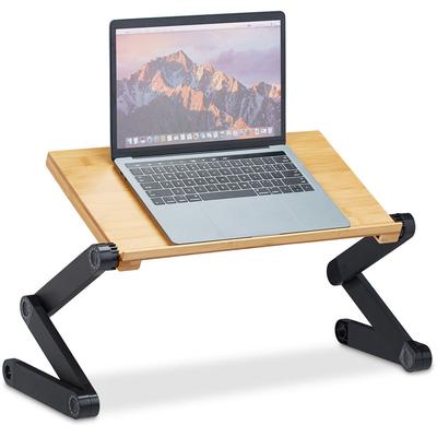 Laptop Ständer Bambus Aluminium, 15 Zoll Laptoptisch, Betttisch höhenverstellbar, hbt 47,5 x 60 x Image
