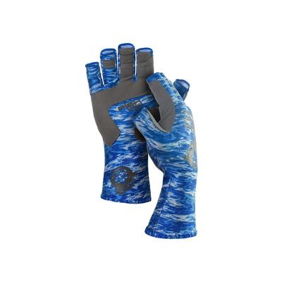 Fish Monkey Men's Guide Fingerless Gloves, Blue Water Camo SKU - 454112