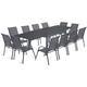 Idmarket - Salon de jardin poly extensible table 135-270 cm et 12 chaises gris foncé