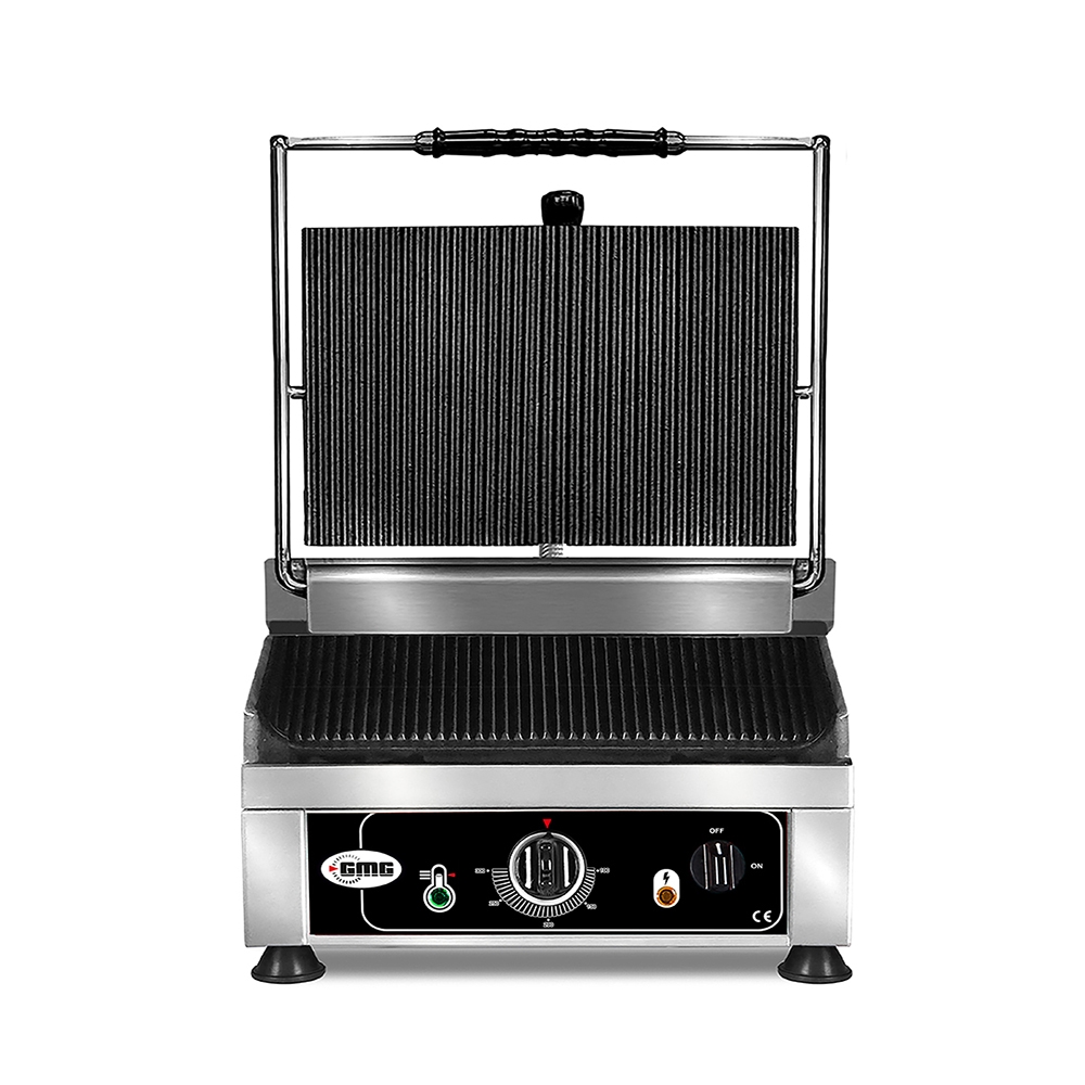 GMG - Kontaktgrill - ▲ & ▼ Gerillt - mit Grillplatten aus Gusseisen, Fettauffangschale und Temperaturregelung 50° - 300° C Image